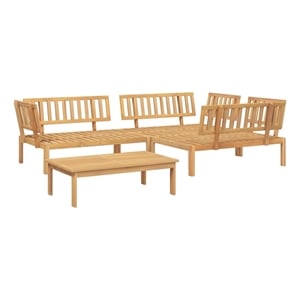 Afuera Living Solid Acacia Wood Standard Modular Pallet Sofa Set in Natural Wood