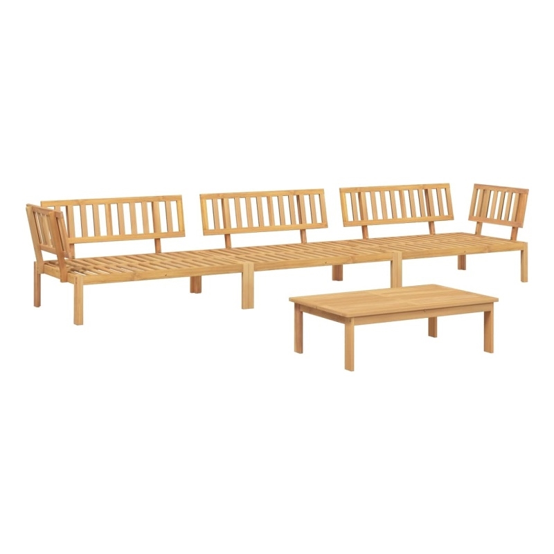Afuera Living Solid Acacia Wood Large Modular Pallet Sofa Set in Natural Wood