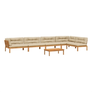 Afuera Living 6 Piece Solid Acacia Wood Large Patio Pallet Sofa Set in Beige