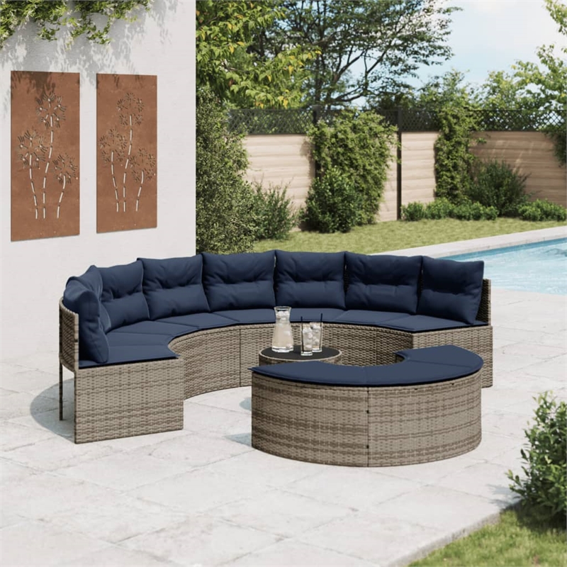 Afuera Living Contemporary Patio Sofa Set in Gray & Navy Blue