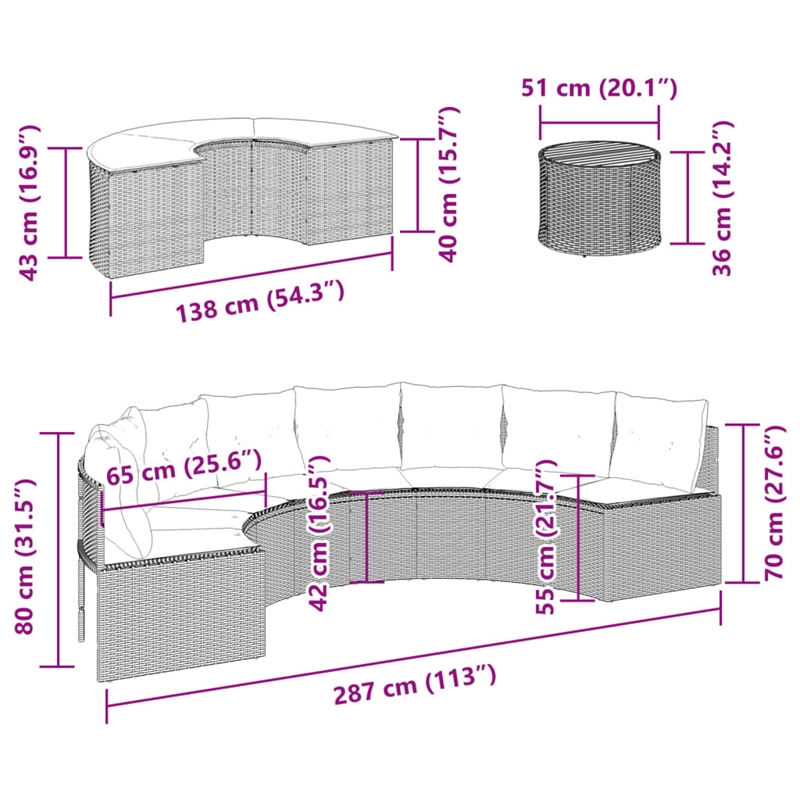 Afuera Living Contemporary Patio Sofa Set in Gray & Navy Blue