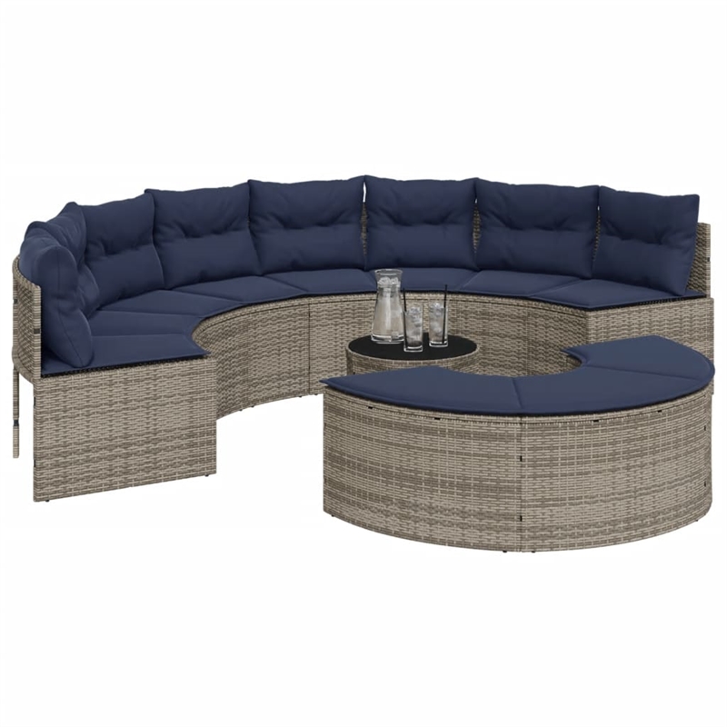 Afuera Living Contemporary Patio Sofa Set in Gray & Navy Blue