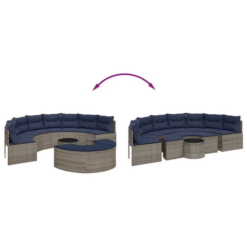 Afuera Living Contemporary Patio Sofa Set in Gray & Navy Blue