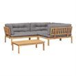Afuera Living Acacia Wood & Polyester Medium Modular Pallet Sofa Set in Gray