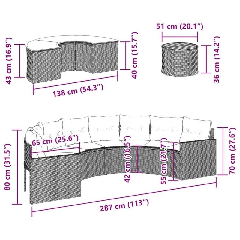 Afuera Living PE Rattan Large Patio Sofa Set in Black With Removable Covers