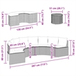Afuera Living 3 Piece Half-Round Black Poly Rattan Patio Sofa Set in Cream White