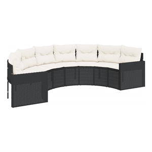 Afuera Living PE Rattan Large Patio Sofa in Black & Cream With White Frame