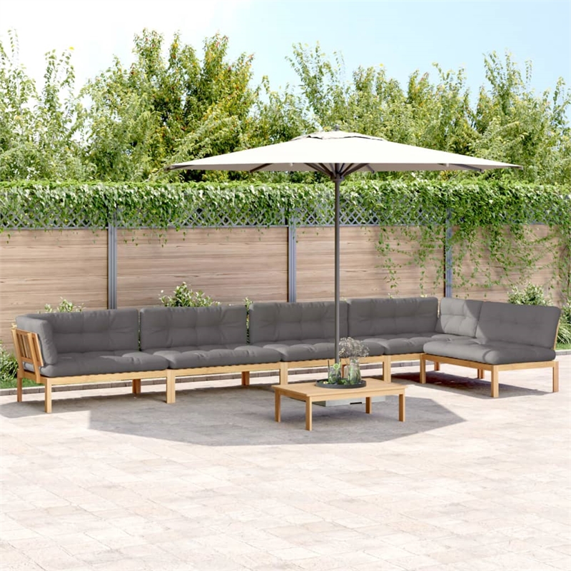 Afuera Living Solid Acacia Wood Large Modular Pallet Sofa Set in Gray