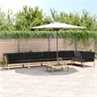 Afuera Living Solid Acacia Wood Large Modular Pallet Sofa Set in Black