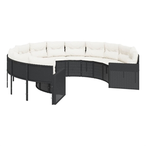 Afuera Living Patio Sofa in Black With Cream Cushions and White Finish