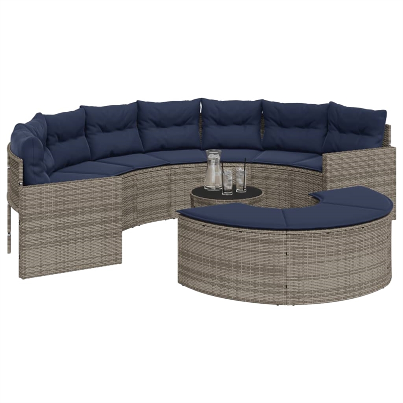 Afuera Living Contemporary Patio Sofa Set in Gray & Navy Blue