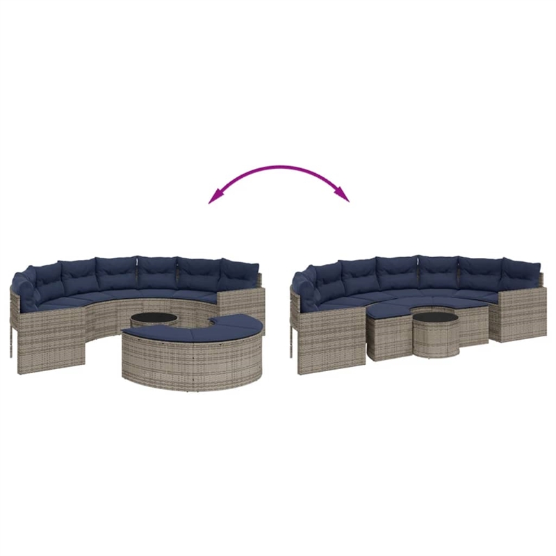 Afuera Living Contemporary Patio Sofa Set in Gray & Navy Blue
