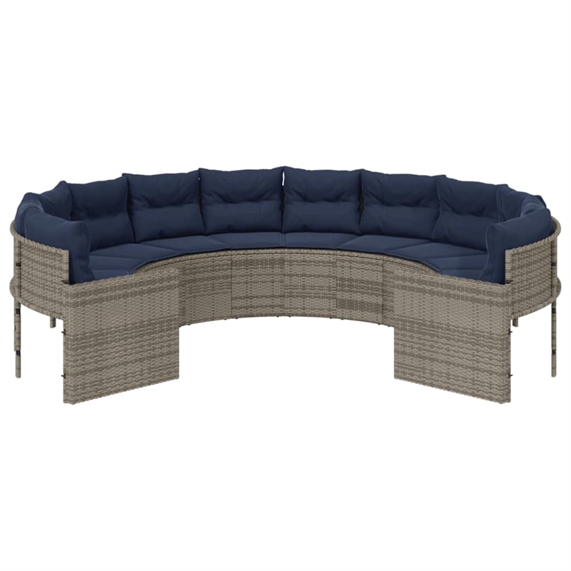 Afuera Living Large Durable Poly Rattan Round Patio Sofa in Gray