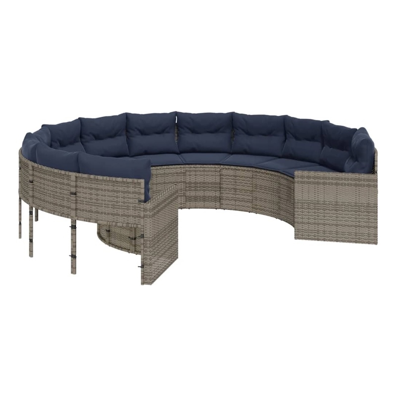Afuera Living Large Durable Poly Rattan Round Patio Sofa in Gray