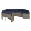 Afuera Living Large Durable Poly Rattan Round Patio Sofa in Gray