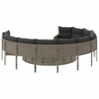 Afuera Living PE Rattan Round Garden Sofa With Steel Frame and Glass Top in Gray