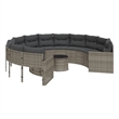 Afuera Living PE Rattan Round Garden Sofa With Steel Frame and Glass Top in Gray