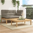 Afuera Living Solid Acacia Wood Standard Modular Patio Sofa Set in Taupe