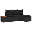 Afuera Living 4 Piece Poly Rattan Garden Sofa Set With Cushions in Black