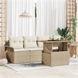 Afuera Living 5 Piece Beige Poly Rattan Garden Sofa Set With Cushions in Cream