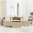 Afuera Living 5 Piece Beige Poly Rattan Garden Sofa Set With Cushions in Cream