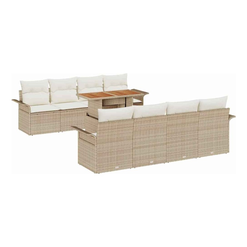 Afuera Living 7 Piece Beige Poly Rattan Garden Sofa Set With Cushions in Cream