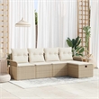 Afuera Living 5 Piece Beige Poly Rattan Garden Sofa Set With Cushions in Cream