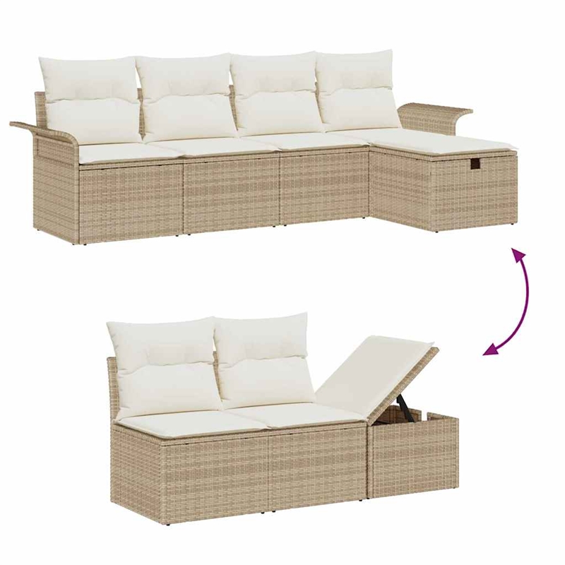 Afuera Living 6 Piece Beige Poly Rattan Garden Sofa Set With Cushions in Cream