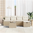 Afuera Living 6 Piece Beige Poly Rattan Garden Sofa Set With Cushions in Cream