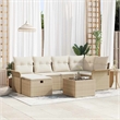 Afuera Living 7 Piece Beige Poly Rattan Garden Sofa Set With Cushions in Cream