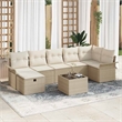 Afuera Living 8 Piece Beige Poly Rattan Garden Sofa Set With Cushions in Cream