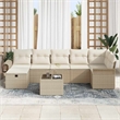 Afuera Living 8 Piece Beige Poly Rattan Garden Sofa Set With Cushions in Cream