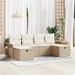 Afuera Living 6 Piece Beige Poly Rattan Garden Sofa Set With Cushions in Cream