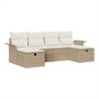 Afuera Living 6 Piece Beige Poly Rattan Garden Sofa Set With Cushions in Cream