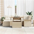 Afuera Living 7 Piece Beige Poly Rattan Garden Sofa Set With Cushions in Cream