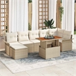 Afuera Living 8 Piece Beige Poly Rattan Garden Sofa Set With Cushions in Cream