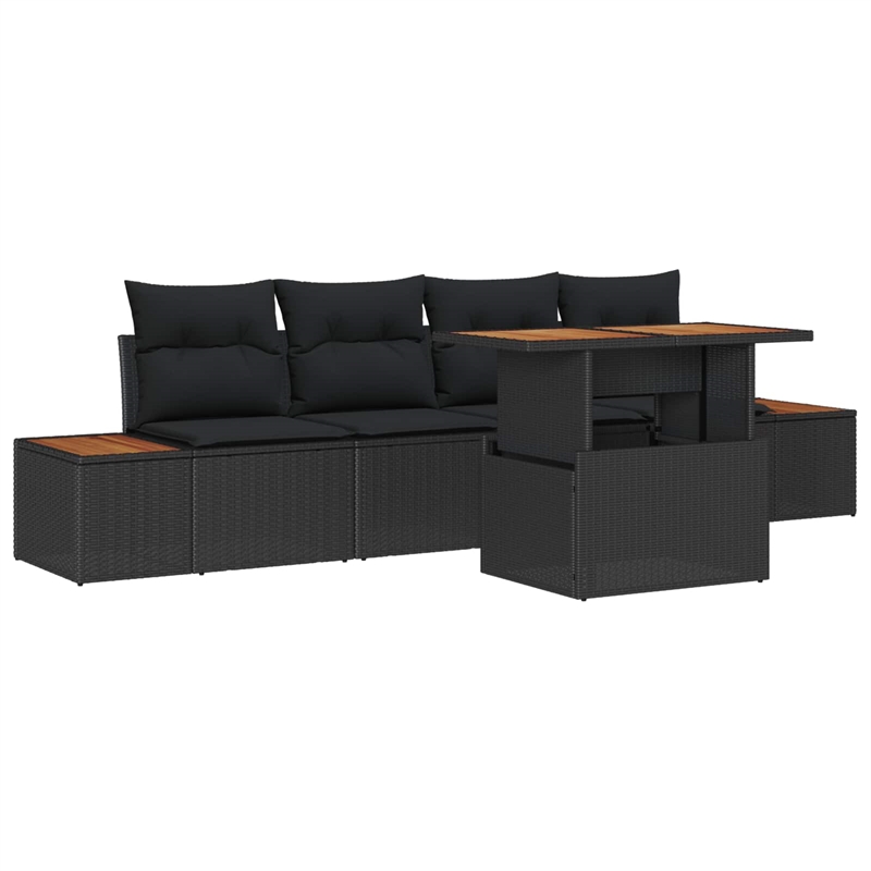Afuera Living 5 Piece Black & Brown Garden Dining Set With Cushions