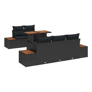 Afuera Living 6 Piece Black & Brown Garden Dining Set With Cushions