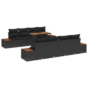 Afuera Living 9 Piece Black & Brown Garden Dining Set With Cushions