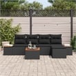Afuera Living 6 Piece Black Poly Rattan Garden Sofa Set With Cushions