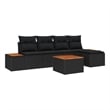 Afuera Living 6 Piece Black Poly Rattan Garden Sofa Set With Cushions
