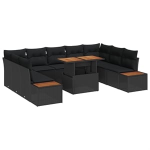 Afuera Living 10 Piece Black & Brown Garden Dining Set With Cushions