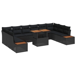 Afuera Living 11 Piece Black & Brown Garden Dining Set With Cushions