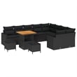 Afuera Living 13 Piece Black Poly Rattan Garden Sofa Set With Cushions
