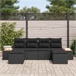 Afuera Living 6 Piece Black Poly Rattan Garden Sofa Set With Cushions