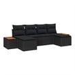 Afuera Living 6 Piece Black Poly Rattan Garden Sofa Set With Cushions