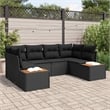 Afuera Living 6 Piece Black Poly Rattan Garden Sofa Set With Cushions