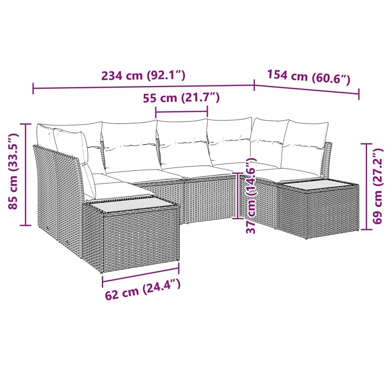 Afuera Living 6 Piece Black Poly Rattan Garden Sofa Set With Cushions