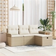 Afuera Living 4 Piece Beige Poly Rattan Garden Sofa Set With Cushions in Cream
