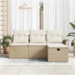 Afuera Living 4 Piece Beige Poly Rattan Garden Sofa Set With Cushions in Cream